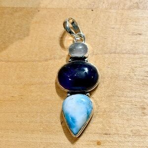 Rose Quartz/Amethyst/Larimar Pendant Necklace